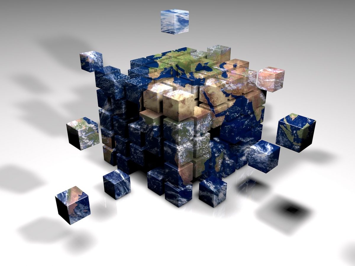 earth, map of the world, cube